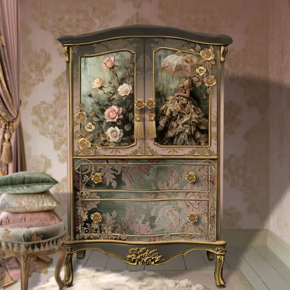 S3671 Rococo Rose Portrait Art - S367