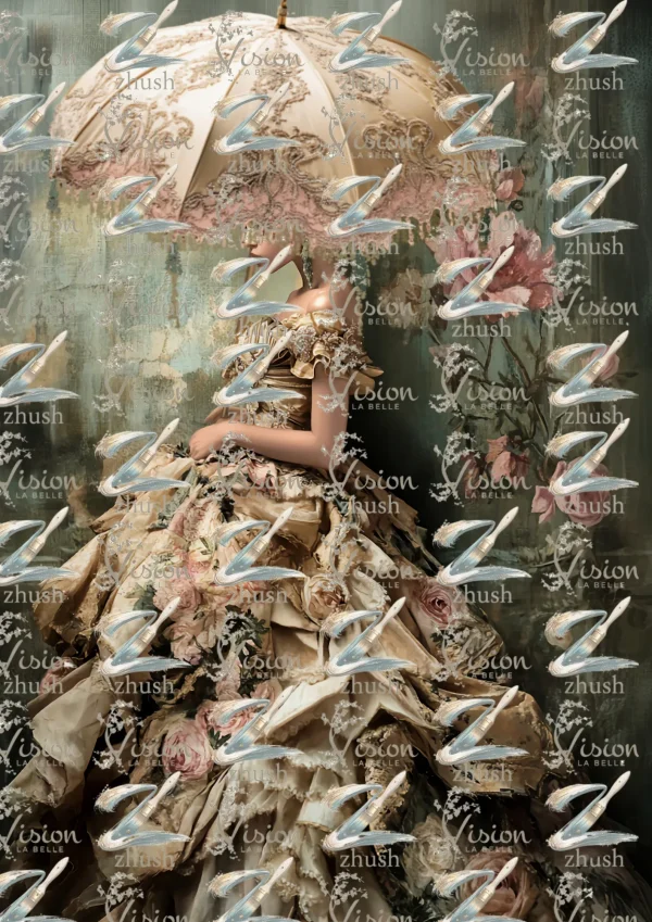 S367C Rococo Rose Portrait Art - S367