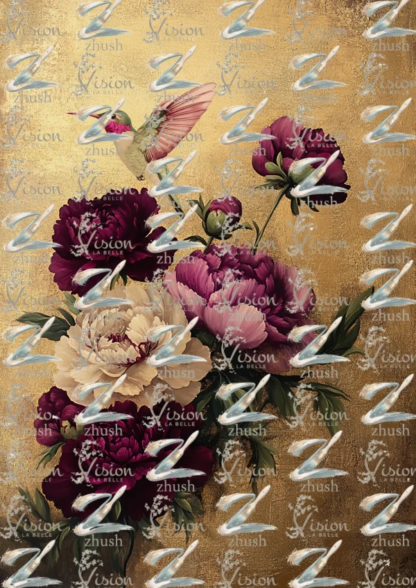 S369L Hummingbird Floral Art - S369