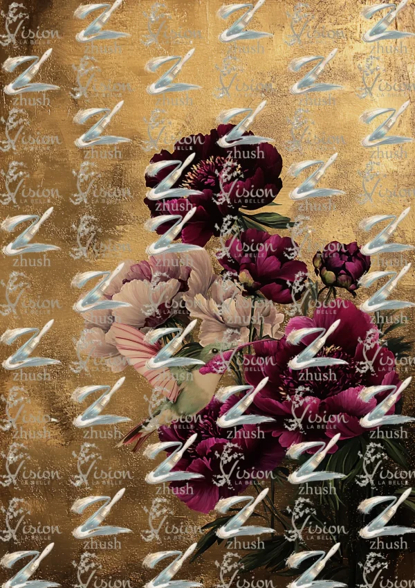 S369R Hummingbird Floral Art - S369