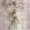 Lilac Blooms Portrait: White Dove, Rustic Floral - S315