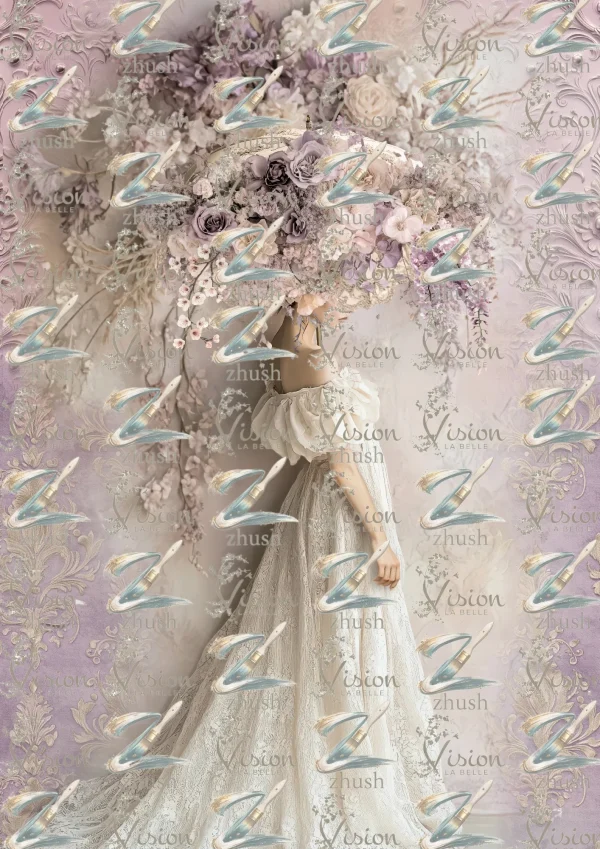 Lilac Blooms Portrait: White Dove, Rustic Floral - S315