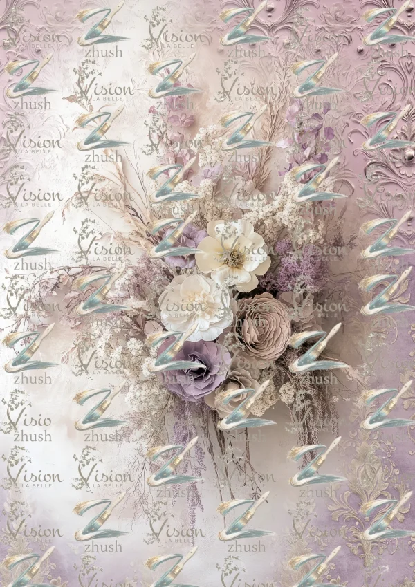 Lilac Blooms Portrait: White Dove, Rustic Floral - S315
